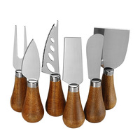 Ensemble de couteaux à crème jetables en bois d'acacia de style occidental pour servir le pain et le fromage en stock transfrontalier