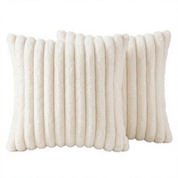 Housse de coussin décorative moderne minimaliste en fausse fourrure de lapin côtelée, douce et moelleuse, pour canapé, hôtel, maison