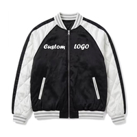 Veste de baseball bomber en satin matelassé noir et blanc de style streetwear gothique Y2K pour hommes avec broderie personnalisée