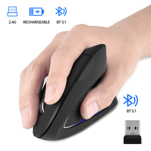 Ergonomic 2.4GHz không dây dọc quang USB chuột 3 có thể điều chỉnh 1600 cao DPI LED backlit cho bàn tay lớn chơi game phong cách - Product Image 3