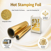 Rouleau de film holographique durable EKO TDG 15mic Gold PET Base pour estampage à chaud, compatible avec les toners numériques, pour cartes de vœux et emballages