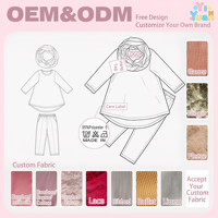 3-delige herfst-winteroutfit voor meisjes Effen rode tuniek met hoge en lage taille, bloemenlegging, bijpassende oneindigheidssjaal, kinderboetiek, vakantiekleding