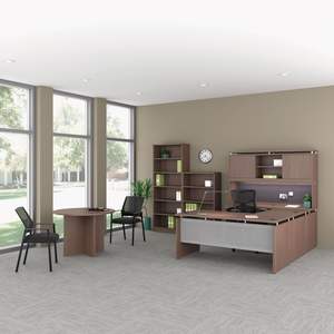 Alera ALE Sedina Series Modern Walnut Hutch con Puertas Corredizas 66w X 15d X 42 1/2h Hecho de Madera - Product Image 2