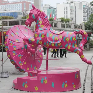 Escultura de caballo FRP, estatua de troyano de fibra de vidrio, estatua de jardín, gran oferta, accesorios de promoción