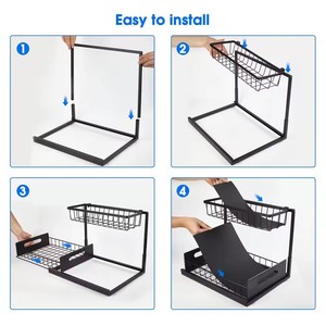 <span class=keywords><strong>Sous</strong></span> l'évier 2 niveaux coulissant armoire panier organisateur tiroir extractible armoire multi-usages évier organisateur pour salle de bain cuisine - Product Image 2