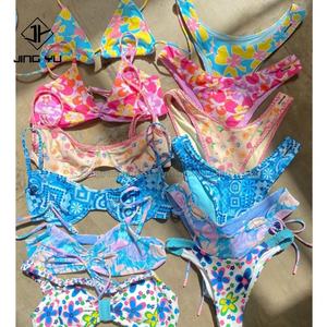 Hot Selling <b>Swim</b> Suit New Design Print Clothing Manufacturers Custom Women Swimwear Bright Floral Print Bikini Sexy Swimsuits - Product Image 3