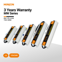 Alimentation électrique à découpage MINJON IP67 étanche AC-DC à sortie unique 100W 12V 24V pour LED avec certification CE et garantie de 3 ans