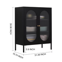 Buffet nordique en acier rangements placard buffets 2 portes en verre style américain jouets vin vitrine métal avec pied en métal