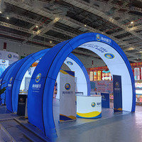 Arche de stand d'exposition pour salon professionnel, support publicitaire, entrée de stand, éclairage LED, toile tendue en aluminium semi-circulaire