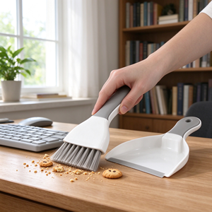 Mini 2 in 1 <b>Dustpan</b> <b>and</b> <b>Brush</b> <b>Set</b> PP Bristle Portable Cleaning Tool for Home Desk Keyboard Pet Cage - Product Image 3