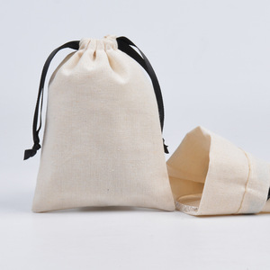 Bolsa de Algodón Orgánico 100% con Cordón, Reutilizable, para Musulmanes, Tejido Liso, Tela Fina, para Compras y Almacenamiento de Alimentos - Product Image 2