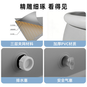 Círculo inflable para piscina de 1,80 m, malla gris, una sola capa, portátil, plegable, para uso en exteriores para niños - Product Image 5