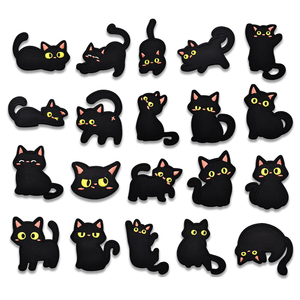 Adesivos Termocolantes Bordados de Gato Preto Fofo para Roupas Infantis, Bolsas e Chapéus - Product Image 1