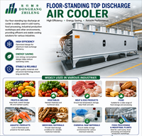 Evaporador de descarga superior de alta resistencia con enfriador de piso de gran capacidad para aplicaciones en cámaras frigoríficas de procesamiento de alimentos