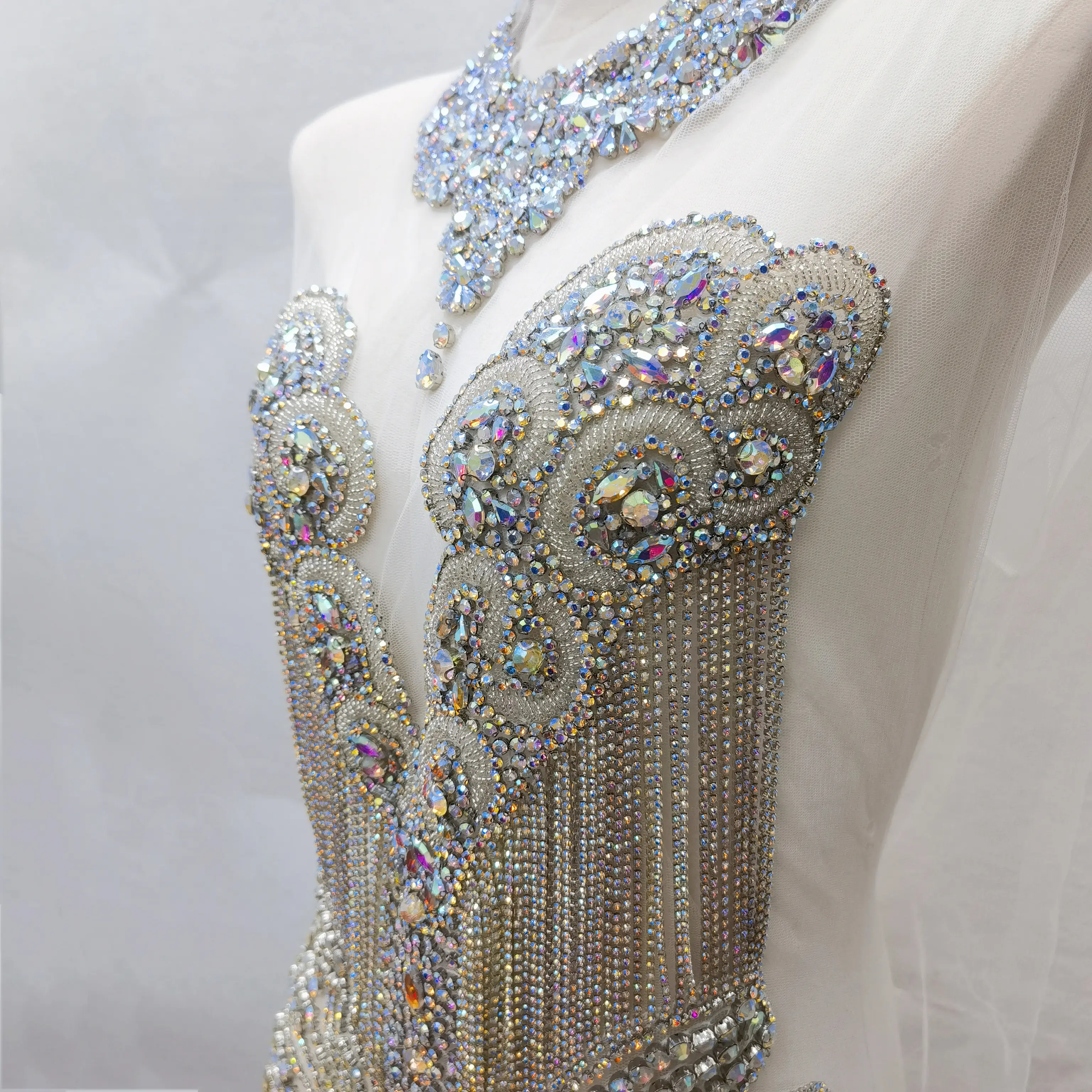 Блестящее блестящее платье со стразами Аппликация для свадебного танца платье со стразами аппликация платья для шитья на свадьбу