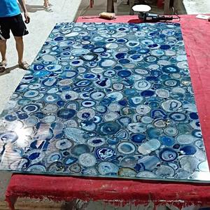 Dalles de pierre de cristal de quartz bleu écologiques pour revêtement mural d'hôtel moderne, design de fond de villa, finition polie, projet complet - Product Image 5