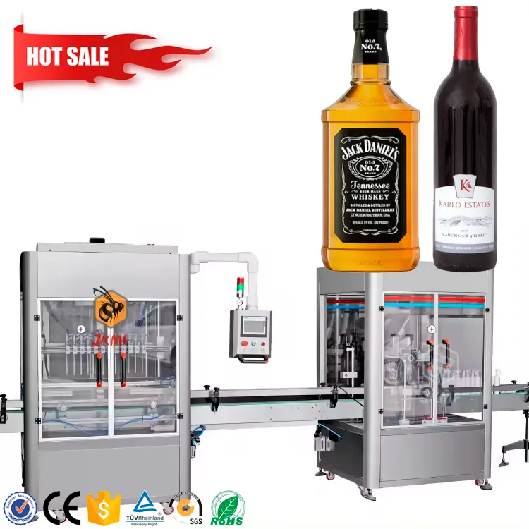 Penjualan terlaris otomatis botol alkohol mengisi mesin pelabelan Capping minuman keras botol anggur wiski mesin pengisi
