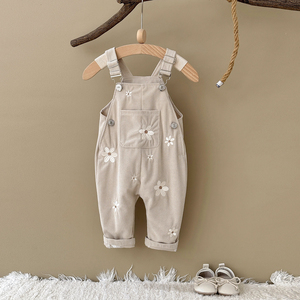 จั๊มสูทเด็กผู้หญิงสไตล์เกาหลี ลายปักดอกไม้ สายเดี่ยว สำหรับฤดูใบไม้ผลิและฤดูใบไม้ร่วง ดีไซน์หวาน น่ารัก แบบถักใหม่ - Product Image 4