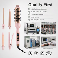 Ensemble de fer à friser en céramique tourmaline 6 en 1, barils interchangeables, chauffe rapide, écran LCD réglable, CE FCC, double tension, styler pour cheveux