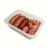 Boîtes en plastique PET de qualité alimentaire blanches pour usage industriel, emballages jetables pour viande, nouilles, gâteaux, emballages personnalisés de forme rectangulaire