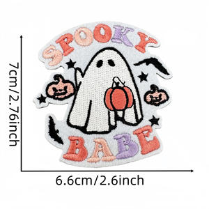 Bajo MOQ ecológico bordado calabaza Halloween reparación coser apliques parche para Jeans zapatos sombreros decoración hecha tela de fieltro - Product Image 6