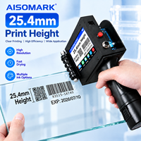 Imprimante jet d'encre portable manuelle Aisomark 25,4 mm, nouvelle, compatible Flex/Egg pour surfaces courbes, impression d'étiquettes de date/code QR