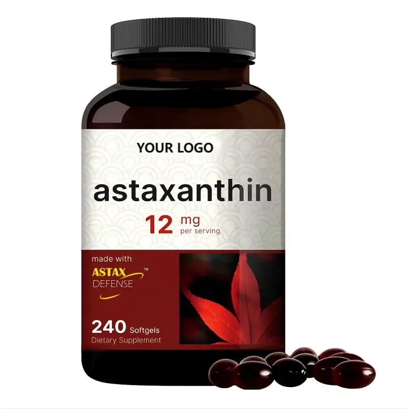 Astaxanthin 12mg Softgels Antioxidante Natural para Saúde da Pele e Olhos