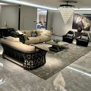 Customizable Luxury Leather Sofa Living Room Modern Minimalist 1+2+4 Sofa Combination Home Furniture Large Sofa Set