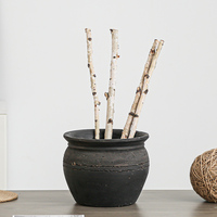 Vases rustiques vintage FANGSHENG en terre cuite, faits à la main, en céramique noire, forme de bouteille antique, grand pot à fleurs pour bureau et jardin