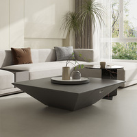 Juego de Mesa de Centro de Estilo Italiano, Ligero y Lujoso, con Forma de Triángulo Invertido, Mesa Auxiliar Cuadrada de Diseño Minimalista para Sala de Estar, con Marco de Madera