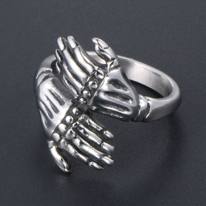 Skeleton Hand <b>Ring</b> For <b>Men</b> <b>Titanium</b> Steel Punk Style Index Finger Jewelry SA920 - Product Image 3