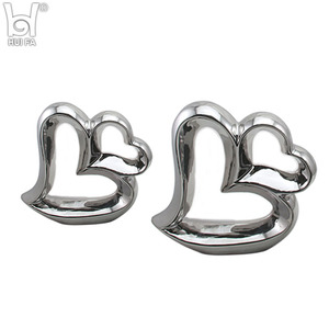 Ornements en céramique en forme <span class=keywords><strong>de</strong></span> coeur galvanisés en argent personnalisables décoration <span class=keywords><strong>de</strong></span> <span class=keywords><strong>table</strong></span> <span class=keywords><strong>de</strong></span> Noël et <span class=keywords><strong>de</strong></span> mariage à la maison - Product Image 3