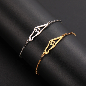 All'ingrosso braccialetto di fascino stella David gioiello placcato rodiato Unisex in acciaio inossidabile regolabile esagramma stella israele <span class=keywords><strong>mappa</strong></span> - Product Image 1
