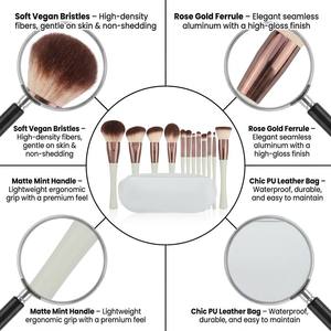 Ensemble professionnel de 15 pinceaux de maquillage <span class=keywords><strong>vert</strong></span> <span class=keywords><strong>menthe</strong></span>, pinceaux synthétiques vegan, ensemble de maquillage, pinceaux de maquillage à étiquette privée avec sac - Product Image 6
