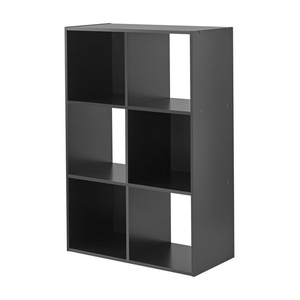 Étagère de rangement à 6 cubes, bibliothèque à 3 niveaux, meuble de salon, chambre à coucher, étagère de présentation, bureau à domicile, étagère en bois moderne, noir - Product Image 1