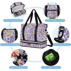 Aloha Hawaiian Lavender Flower Design Travel Carry on Duffel <b>Trolley</b> Bags Luggage Weekender Overnight Lightweight Duffel Bag - Product Image 4