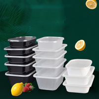 Boîte à lunch jetable carrée en PP pour emporter les aliments, compatible micro-ondes, avec couvercle, emballage alimentaire pour restaurant de nouilles