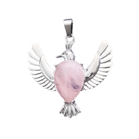 Hot Fashion Rose Quartz 38*38MM paix colombe pendentif multicolore pierres précieuses cristal Agate pierre personnalisé pendentif vacances cadeau