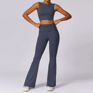 Completo Sportivo da <span class=keywords><strong>Donna</strong></span> 2 Pezzi Solido Primaverile, Traspirante e ad Asciugatura Rapida, per Yoga, Corsa e Fitness, con Design a Schiena Scoperta e Vestibilità <span class=keywords><strong>Aderente</strong></span> - Product Image 5
