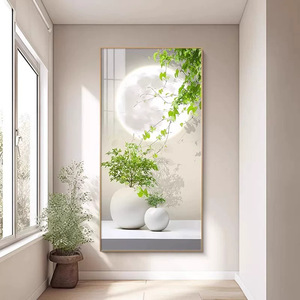 Cuadro decorativo con temática de vegetación para entrada, lienzo al óleo, estilo minimalista, arte realista, decoración de pared para pasillo o corredor - Product Image 1