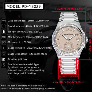 Reloj Mecánico para Hombre PAGANI DESIGN YS029 de 42 mm con Esfera Simple de Textura Mate, Cristal de Zafiro, Acero Inoxidable, Resistente al Agua - Product Image 6