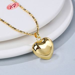 Collar de Aleación Chapado en Oro de 18K para Mujer al por Mayor, con Colgante de Corazón de Circonita Creada en Laboratorio, Cadena de Eslabones, Regalo de San Valentín - Product Image 3