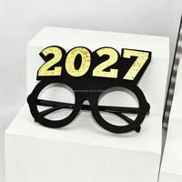Lunettes de fête du Nouvel An 2027, monture noire, paillettes dorées, lunettes fantaisie avec numéros, accessoires photo amusants pour la fête du Nouvel An