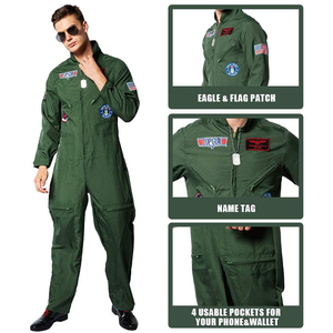 Movie Cosplay American Airforce Uniform Halloween <strong>Costumes</strong> for <strong>Men</strong> Adult <strong>Army</strong> Green Pilot Jumpsuit - Product Image 4