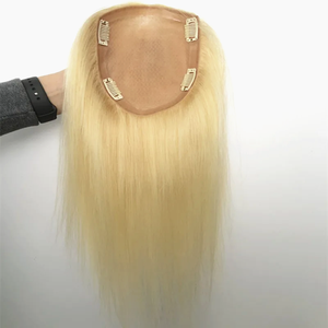 Topper de Cabello Rubio con Base de Seda Completa, Todos los Tamaños 8-20 Pulgadas, Cabello Humano 100% Remy de Alta Calidad en Stock para Mujer - Product Image 1