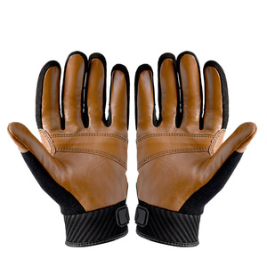 Riding <b>Gloves</b> Leather Winter <b>Touchscreen</b> Unisex Bicycle <b>Gloves</b> Dark Brown Oxford Cloth PU Velvet Material - Product Image 1