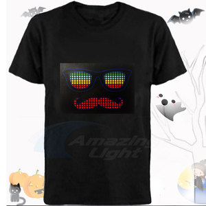 Directamente de fábrica, fiesta de música, venta de camiseta activada por sonido, luz led arriba abajo, ecualizador intermitente, Panel EL con Sensor inalámbrico - Product Image 2
