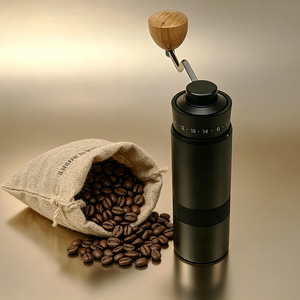 Moulin à café manuel réglable numériquement avec corps en alliage d'aluminium |   <span class=keywords><strong>Broyeur</strong></span> portable en acier inoxydable CNC de 30 g - Product Image 5