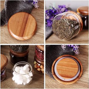 Eco-friendly Borosilicate Glass Storage <b>Jar</b> for <b>Cookie</b> Candy Honey Food Airtight Bamboo Lid Cover for Kitchen Storage - Product Image 4