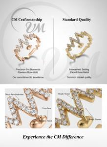 CHIC Series 18K Oro en forma de V Anillo diseñado en corazón Diamante tachonado Unisex Regalo del Día de la madre - Product Image 5